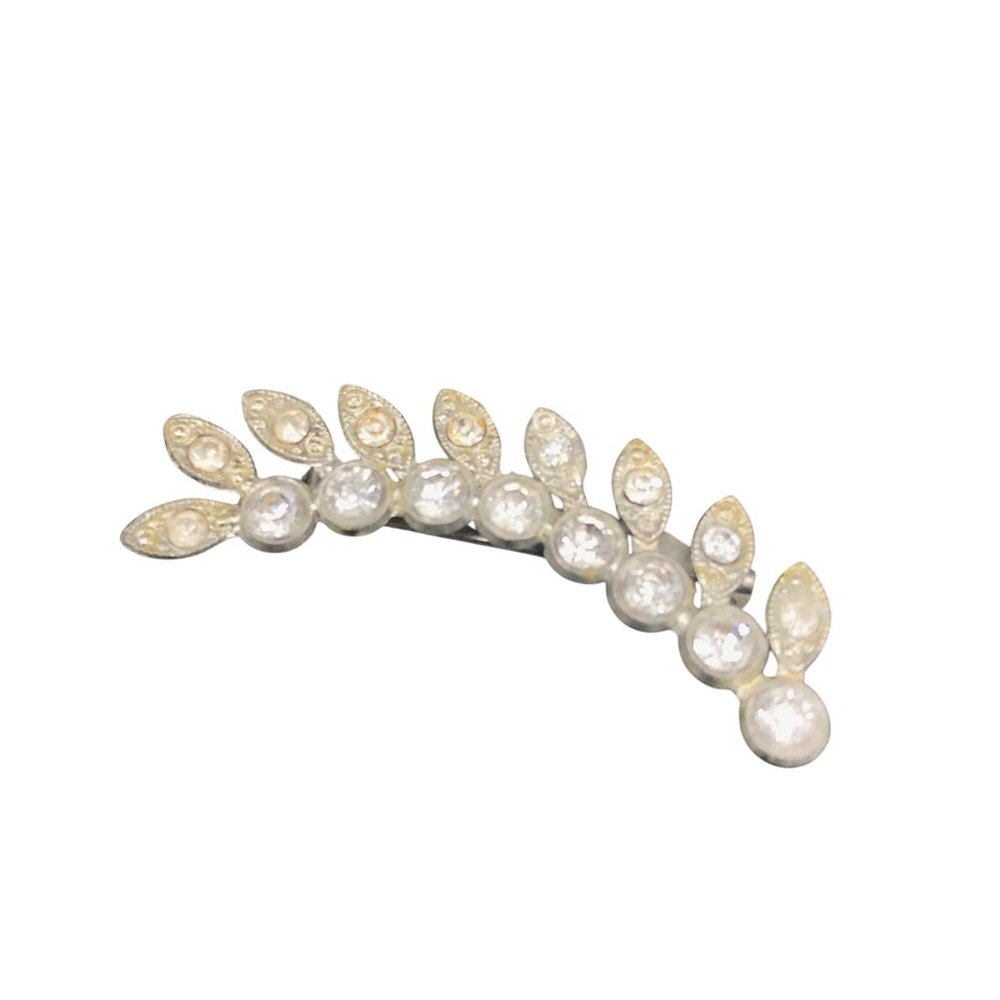 Graceful and Elegant Art Nouveau Brooch, Clear Pave Rhinestones, Pot Metal - Picture 5 of 7